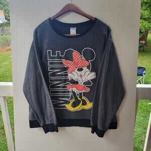 VINTAGE Disney Minnie Mouse‎ Womens Size XL Grey Long Sleeve Sweater Minnie